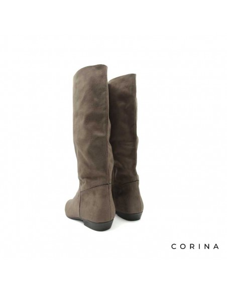 Bota alta plana taupe