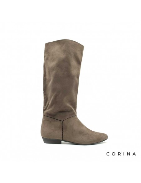 Bota alta taupe mujer