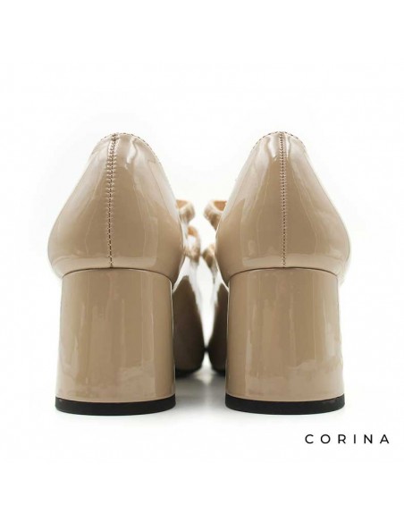 zapatos de charol beige mujer​