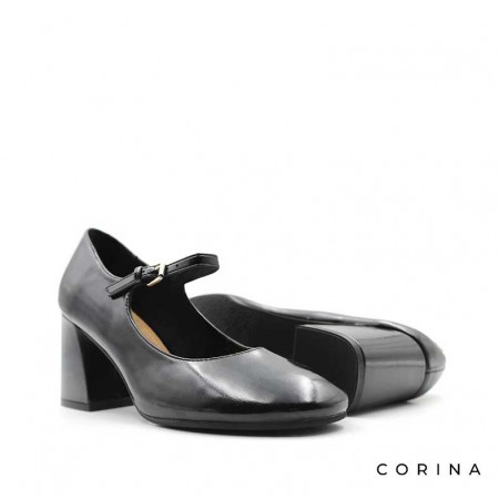 zapato negro tacon ancho​