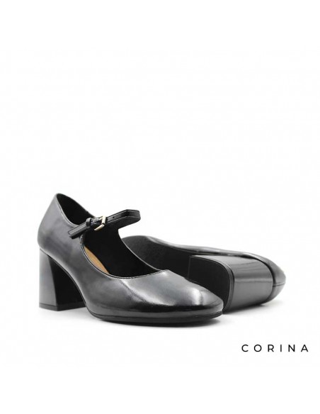 zapato negro tacon ancho​