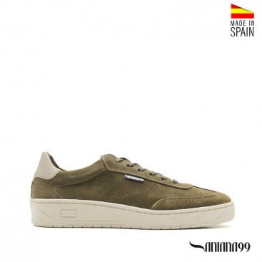 zapatilla hombre kaki serraje vista lateral