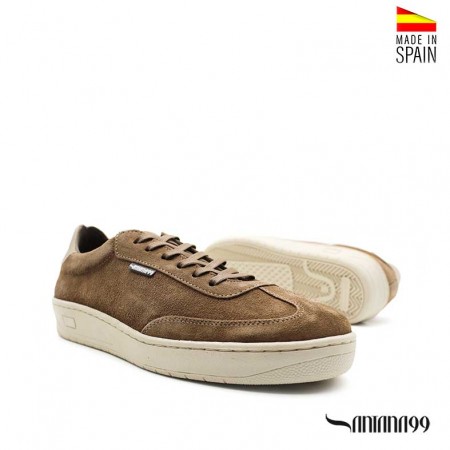 zapatilla serraje marrón suela beige