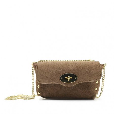 mini bolso taupe serraje