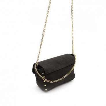 Mini bolso negro serraje