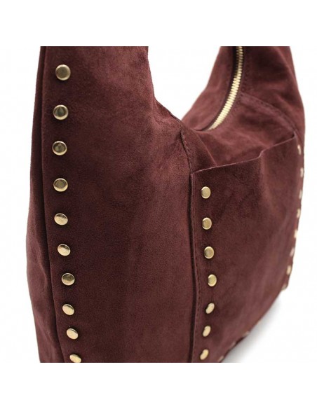 bolso hobo granate con tachas