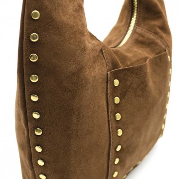 bolso camel mujer con tachas