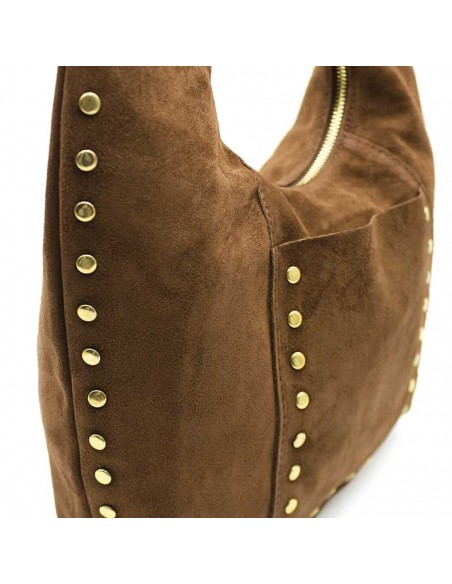 bolso camel mujer con tachas