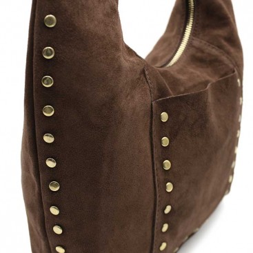 bolso hombro marrón con detalles dorados