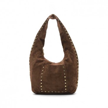 bolso marrón hobo de serraje