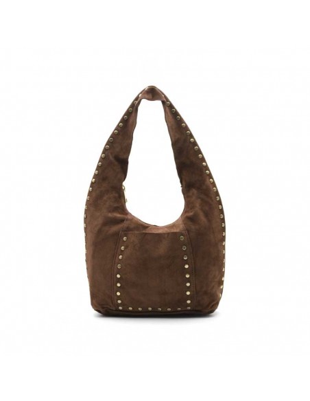 bolso marrón hobo de serraje