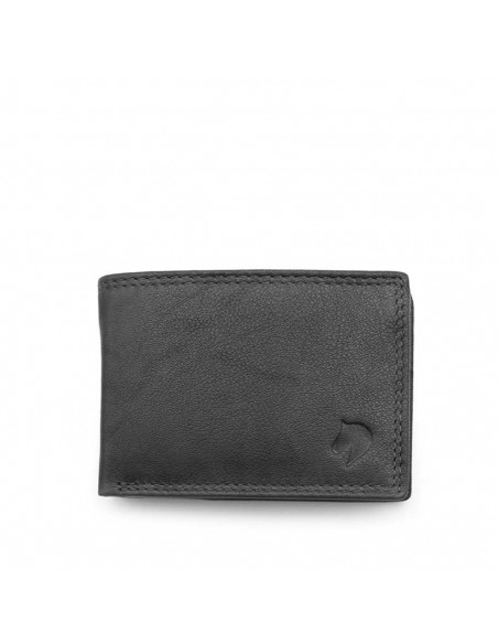 cartera hombre piel pequeña negra