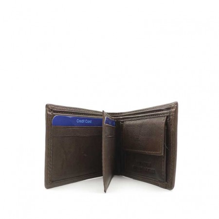 cartera piel marrón compacta