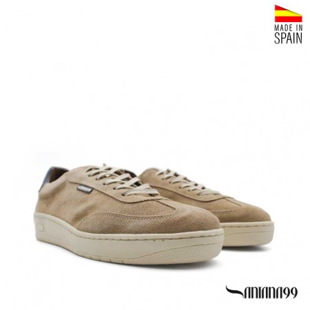 zapatillas vestir hombre taupe con cierre de cordones