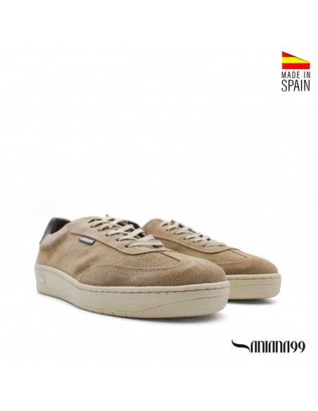 zapatillas vestir hombre taupe con cierre de cordones