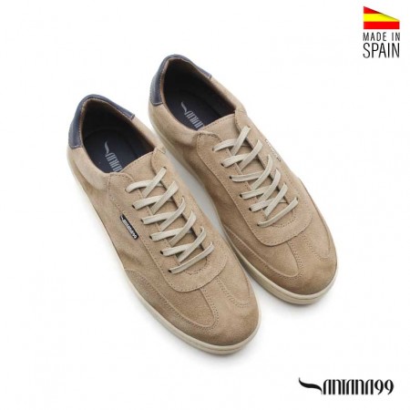 zapatillas de piel serraje taupe para hombre estilo vestir