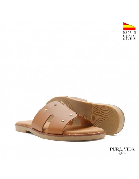 sandalias planas tachas piel​