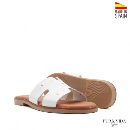 sandalia plana piel blanca verano mujer