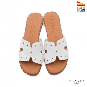 sandalias blancas planas piel mujer
