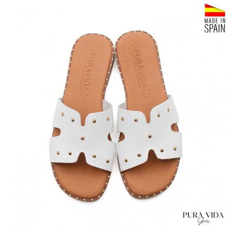 sandalias blancas planas piel mujer