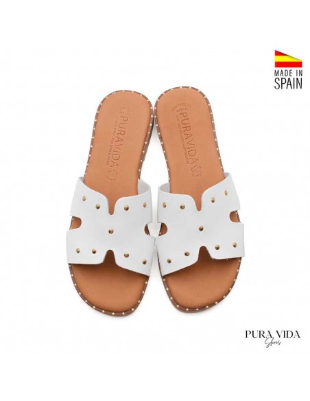 sandalias blancas planas piel mujer