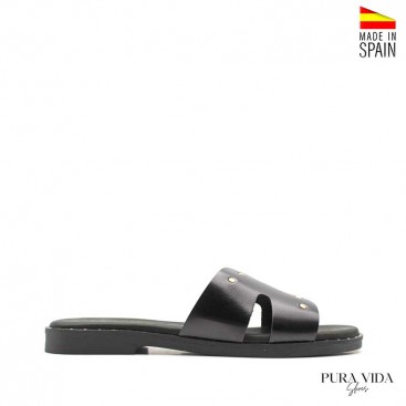 sandalia plana negra mujer verano