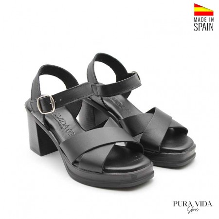 sandalias plataforma negras piel