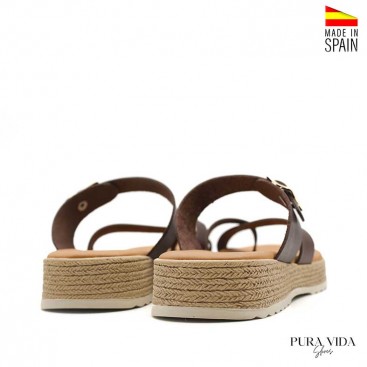 sandalia dedo piel marron puravida