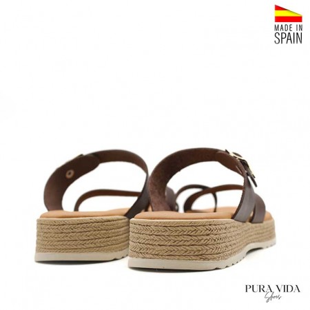 sandalia dedo piel marron puravida