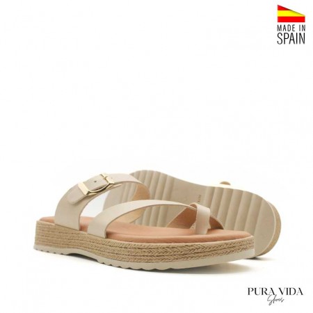 sandalias mujer meter dedo beige