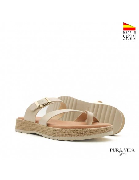 sandalias mujer meter dedo beige