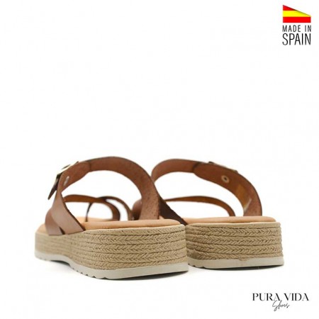 sandalia dedo plataforma camel mujer