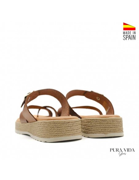 sandalia dedo plataforma camel mujer
