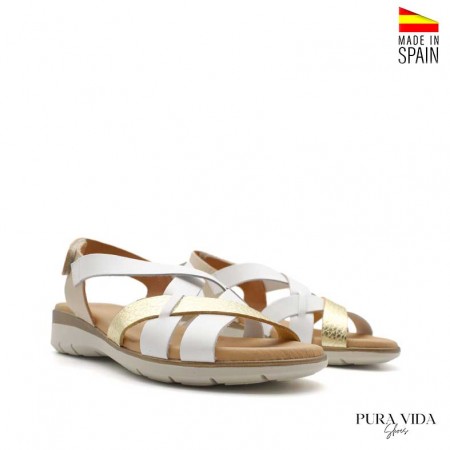 vista lateral sandalia cuña blanca Pura Vida