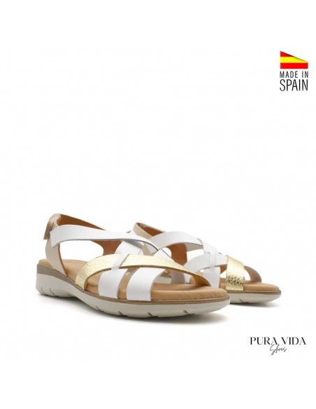 vista lateral sandalia cuña blanca Pura Vida