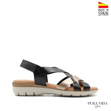 sandalia cuña mujer negra piel