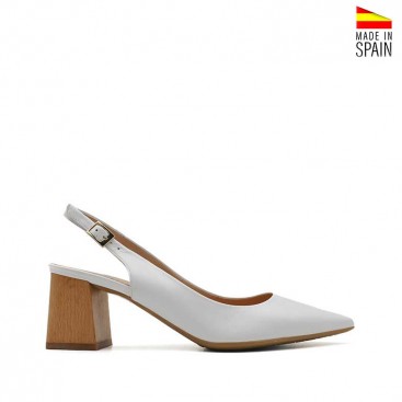 zapato blanco destalonado piel