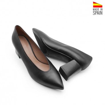 zapato piel negro punta fina