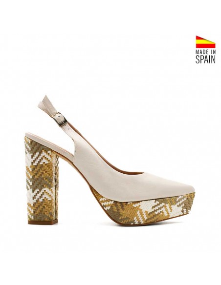 zapato destalonado piel blanco roto con plataforma