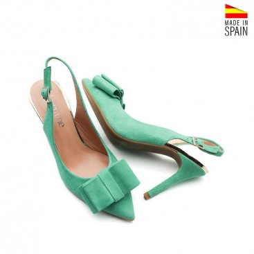 zapato ante turquesa tacón