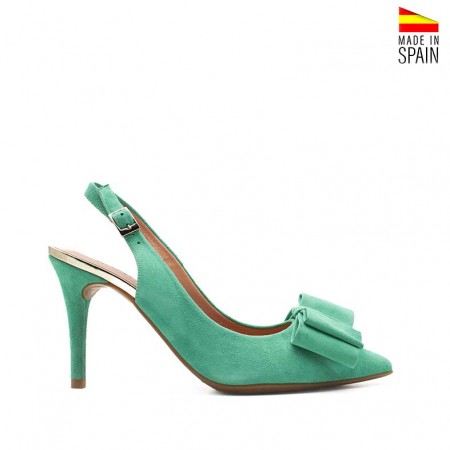 zapato ante turquesa destalonado