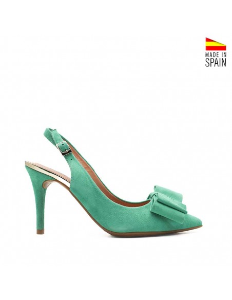 zapato ante turquesa destalonado