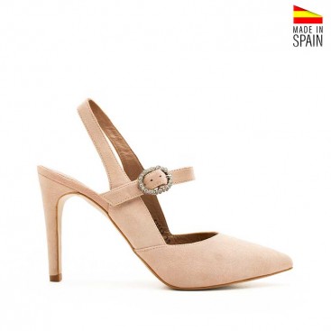 zapato ante nude destalonado tacón alto