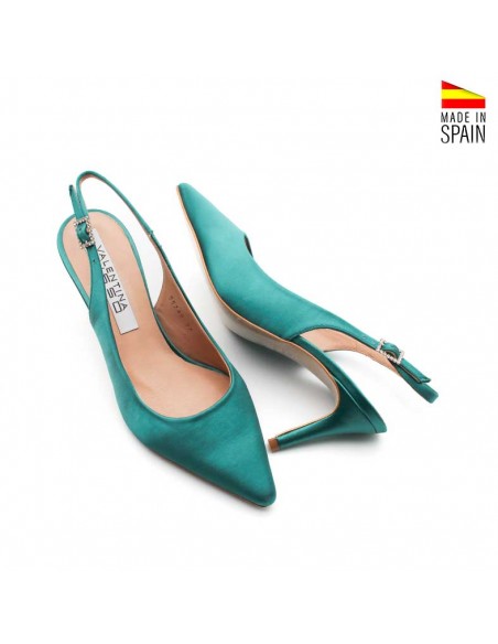 Zapato de fiesta turquesa con hebilla strass