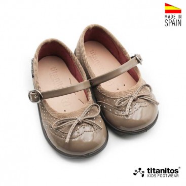 zapatos nina merceditas taupe piel