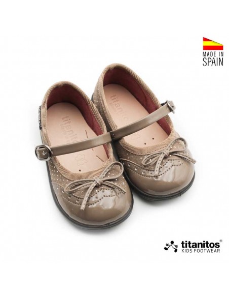 zapatos nina merceditas taupe piel