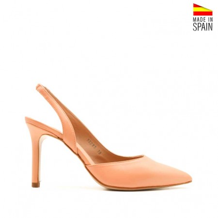 zapato salon destalonado piel coral