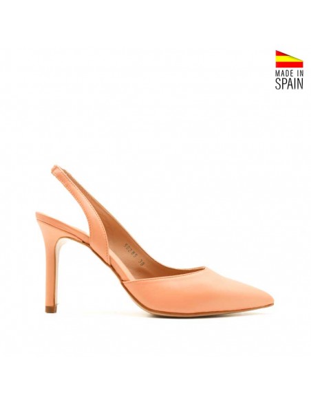 zapato salon destalonado piel coral