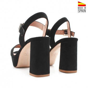 sandalia tacon alto negro fabricada espana