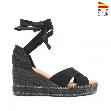 sandalias cuna negra serraje lazada